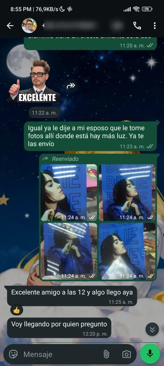 Captura de WhatsApp — pedido real NEBULA