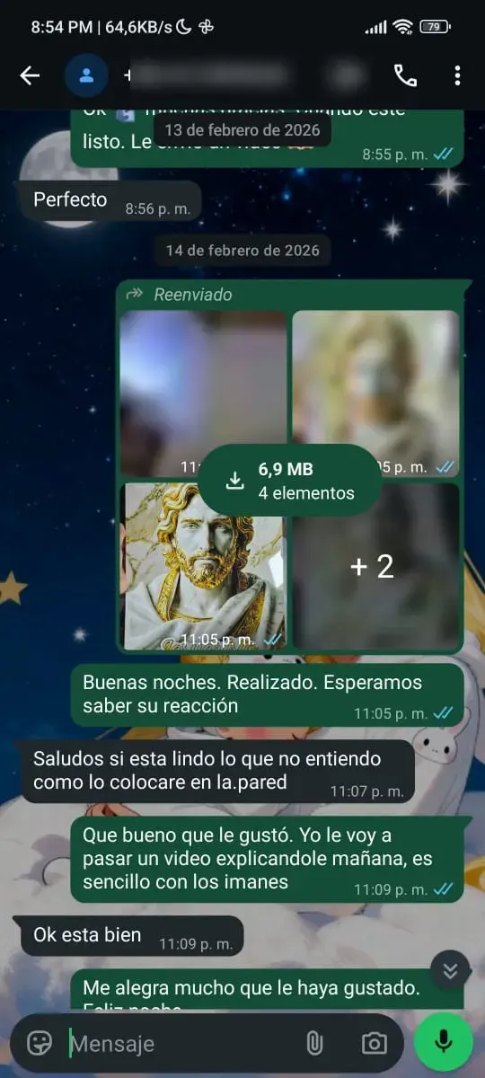 Captura de WhatsApp — pedido real NEBULA