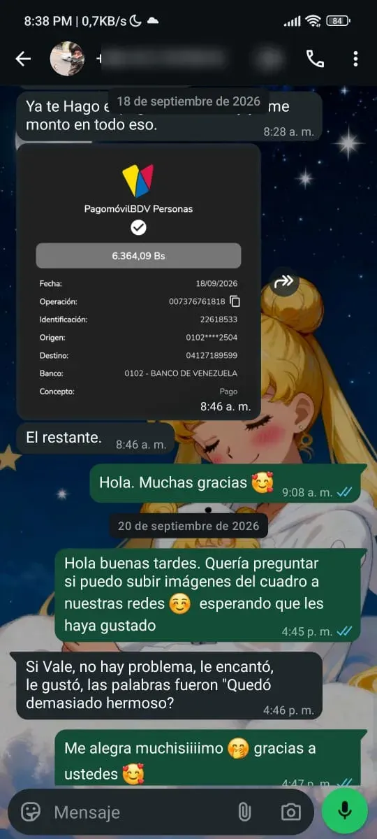 Captura de WhatsApp — pedido real NEBULA