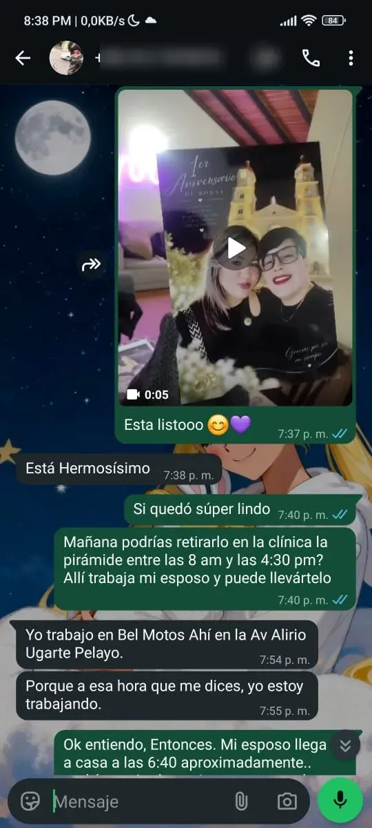 Captura de WhatsApp — pedido real NEBULA