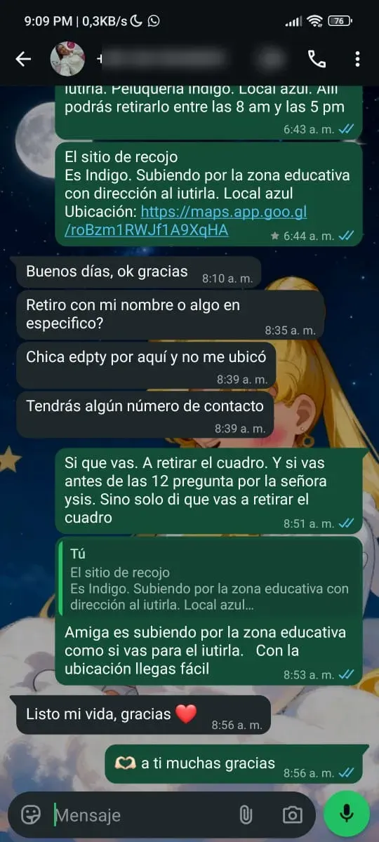 Captura de WhatsApp — pedido real NEBULA