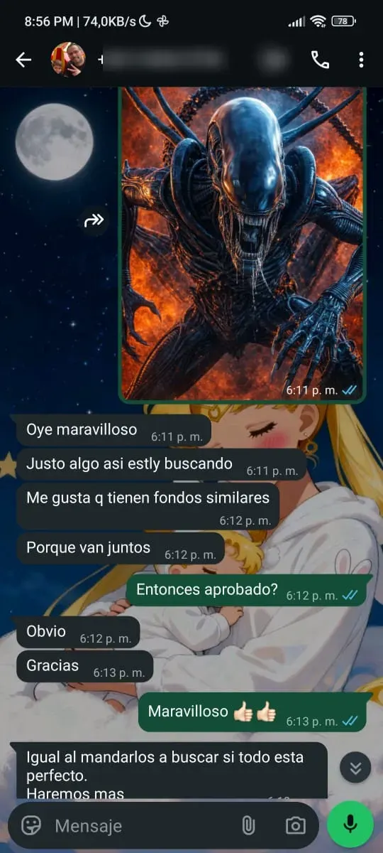 Captura de WhatsApp — pedido real NEBULA